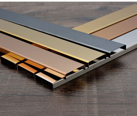 अच्छा दाम 0.65MM धातु जड़ना स्ट्रिप्स स्टेनलेस स्टील टाइल ट्रिम इंडोर आंतरिक सजावट ऑनलाइन