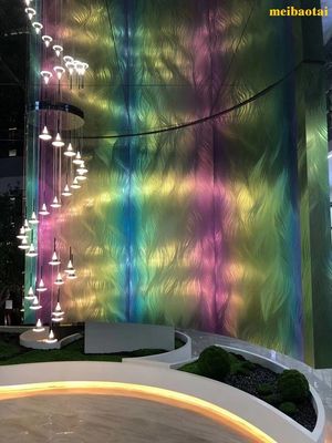 अच्छा दाम अनुकूलित लेजर पैटर्न इंद्रधनुष स्टेनलेस स्टील शीट सजावट लॉबी ऑनलाइन