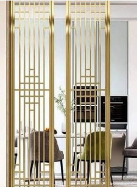 होटल सजावट के लिए 8 मिमी मोटाई और अनुकूलित डिजाइन के साथ सोने की परत चढ़ाया हुआ स्टेनलेस स्टील रूम डिवाइडर