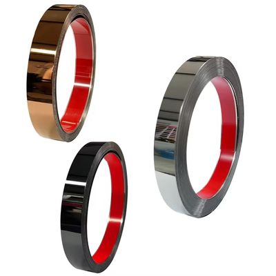 अच्छा दाम गोल्ड रोज़ गोल्ड मिरर मेटल स्टेनलेस स्टील चिपकने वाला रोल फ्लैट टेप ऑनलाइन