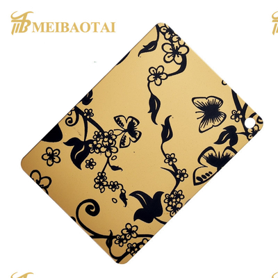 Pvd रंग कोटिंग मिरर स्टेनलेस स्टील Etched शीट 1219x2438mm