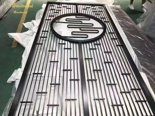 ब्राउन कलर कस्टमाइज्ड साइज हेयरलाइन सरफेस स्टेनलेस स्टील रूम डिवाइडर मेटल डेकोरेटिव स्क्रीन