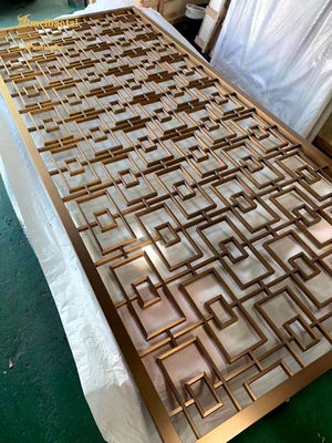 गुलाब सोने की कोटिंग और अनुकूलित आकार के साथ लेजर कटिंग स्टेनलेस स्टील रूम डिवाइडर