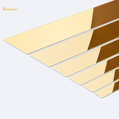 0.55 मिमी मोटाई SS304 मिरर स्टेनलेस स्टील टाइल ट्रिम गोल्ड PVD कोटिंग के साथ दीवार और फर्श की एजिंग के लिए